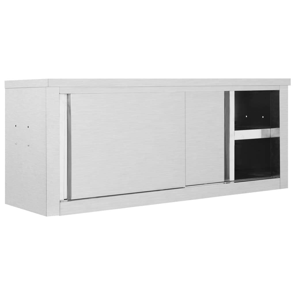 vidaXL Kitchen Cabinet with Sliding Doors Storage Cabinet Restaurant Hotel Canteen 120 x 40 x 50 cm Stainless Steel