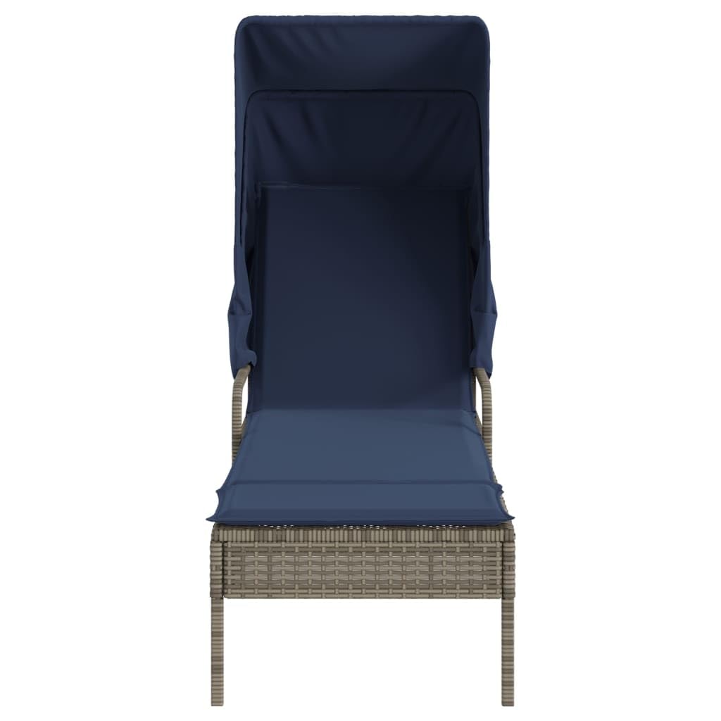 vidaXL Sun Loungers with Retractable Canopy and Table - Thumbnail 3