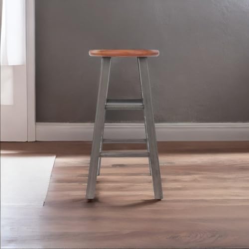 Ergode Rustic Teak & Gray Wood Ivy Counter Stool | Farmhouse Charm | No Assembly