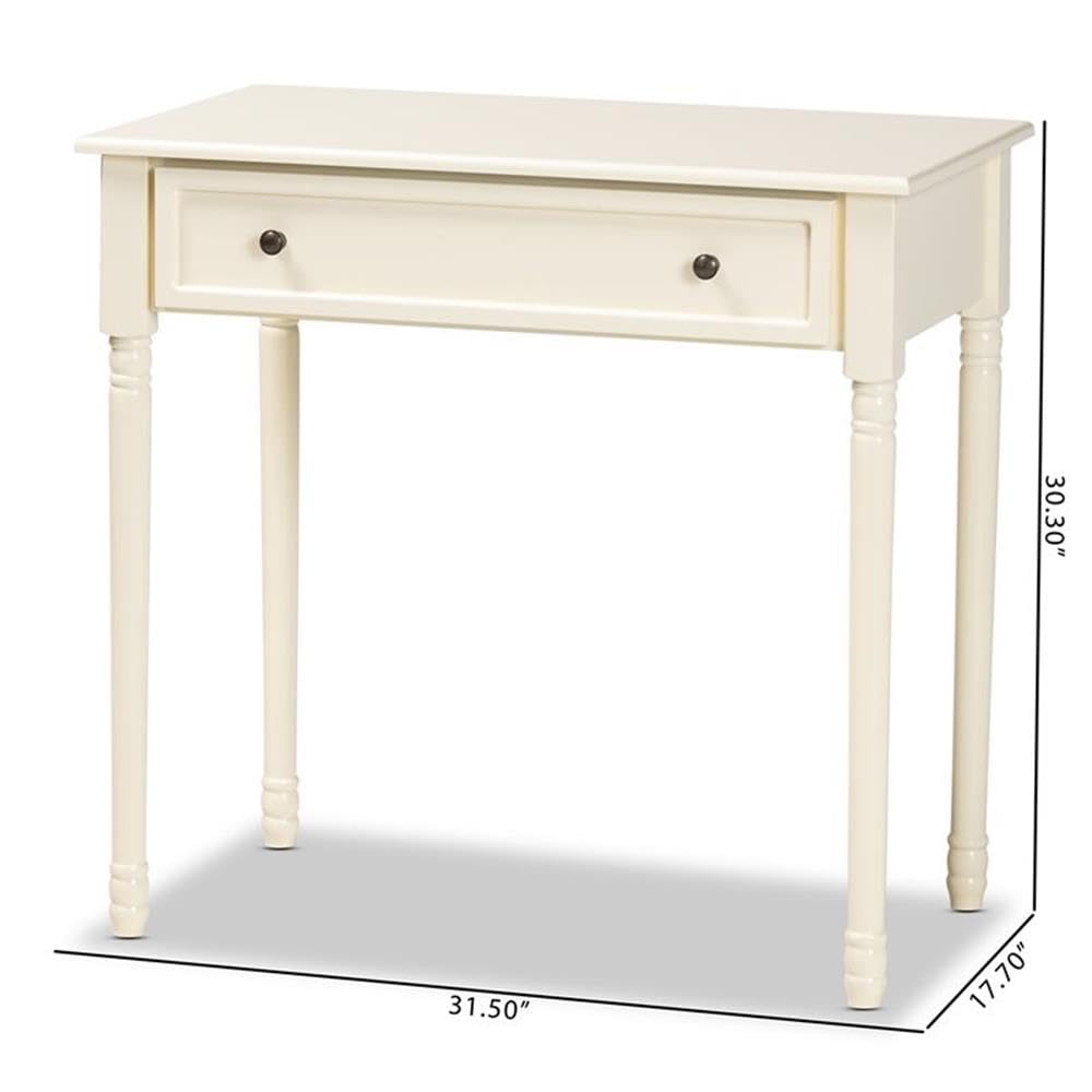 Baxton Studio Mahler Classic and Traditional White Finished Wood 1-Drawer Console Table