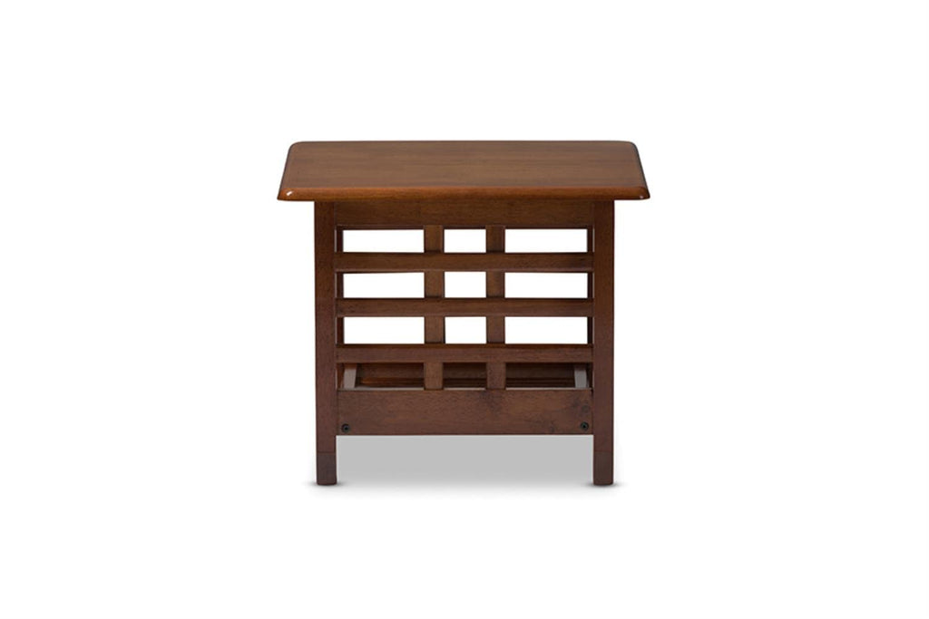 Baxton Studio Larissa Modern Classic Mission Style Cherry Finished Brown Wood Living Room Occasional End Table