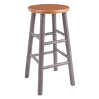 Winsome Huxton 2-Piece Counter Stools, 24 in, Teak Seat with Oyster Gray Base, Solid Wood