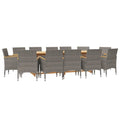 vidaXL Patio Dining Set 13 Piece with Cushions Garden Outdoor Terrace Balcony Dining Dinner Dinette Table Armchair Seat Seating Furniture Gray