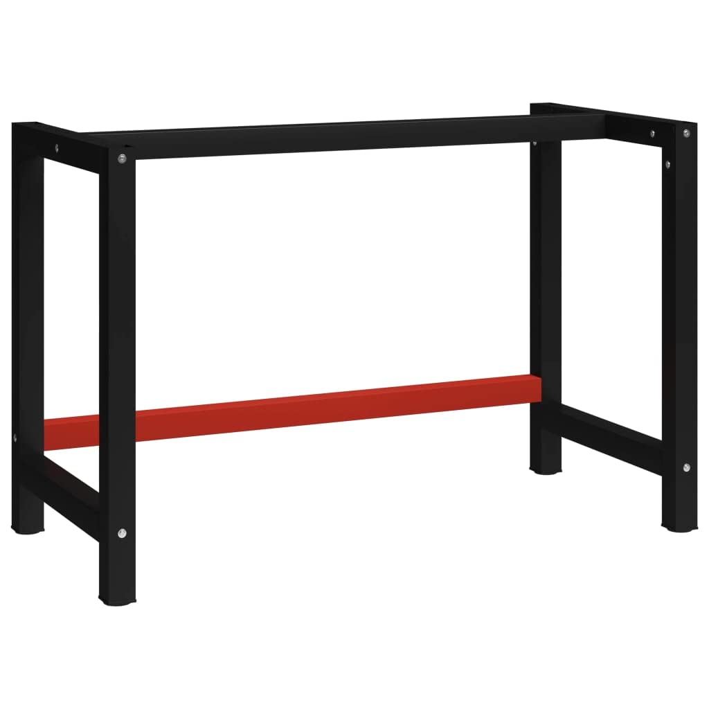vidaXL Work Bench Frame - Heavy-Duty, Powder-Coated Metal Construction, Pre-drilled for Easy Assembly, Matte Black and Red, 43.3&quot;x19.7&quot;x31.1&quot;