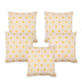 Cot Prints 100% Cotton Cushion Covers Set Of 5 Pieces (BeigeGold)(16 Inches X 16 Inches)