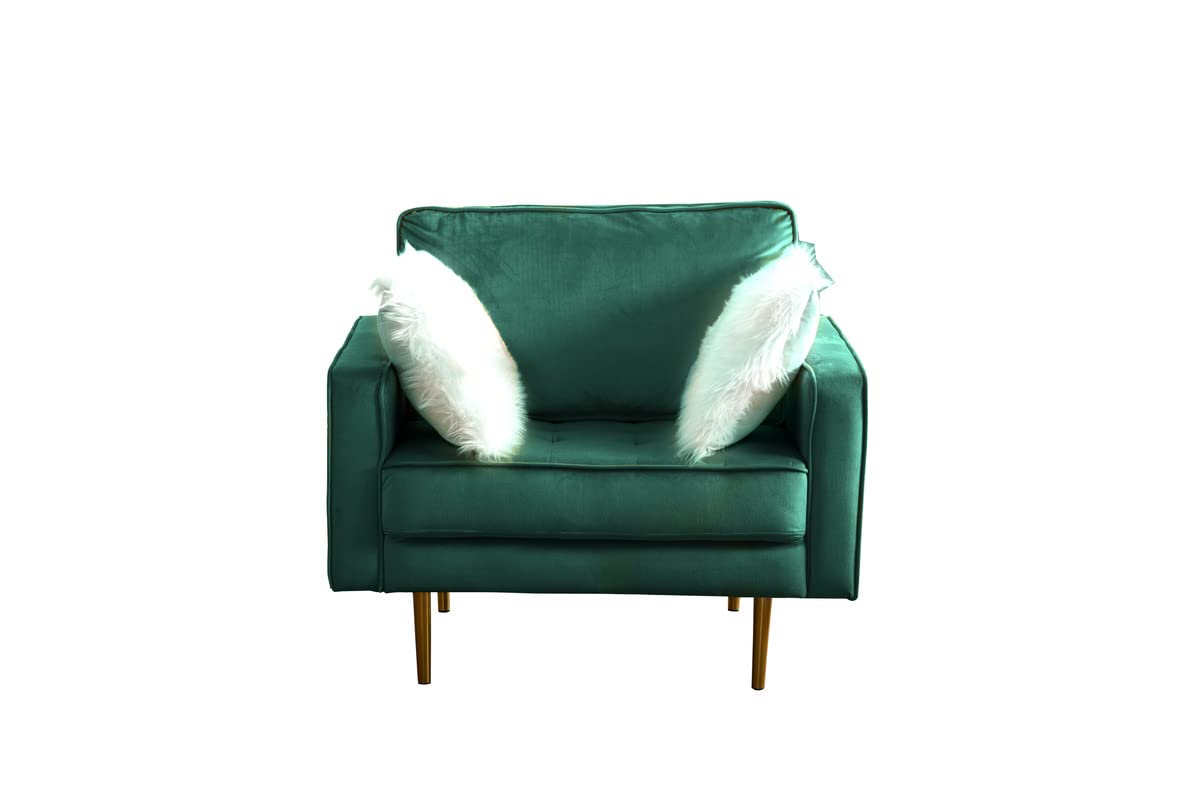 Lilola Home Theo Green Velvet Chair with Pillows