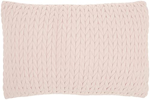 HomeRoots 100% Polyester Blush Pink Chunky Braid Lumbar Pillow