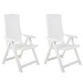 vidaXL 2X Patio Reclining Chair Garden Outdoor Balcony Terrace Lounge Dining Dinner Folding Foldable Seating Bistro Chairs Plastic White