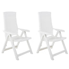 vidaXL 2X Patio Reclining Chair Garden Outdoor Balcony Terrace Lounge Dining Dinner Folding Foldable Seating Bistro Chairs Plastic White