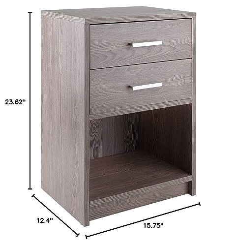 Ergode Wood Molina 2-Drawer Accent Table - Ash Gray Finish, Ample Storage, Sleek Contemporary Design, Multi-Purpose Furniture
