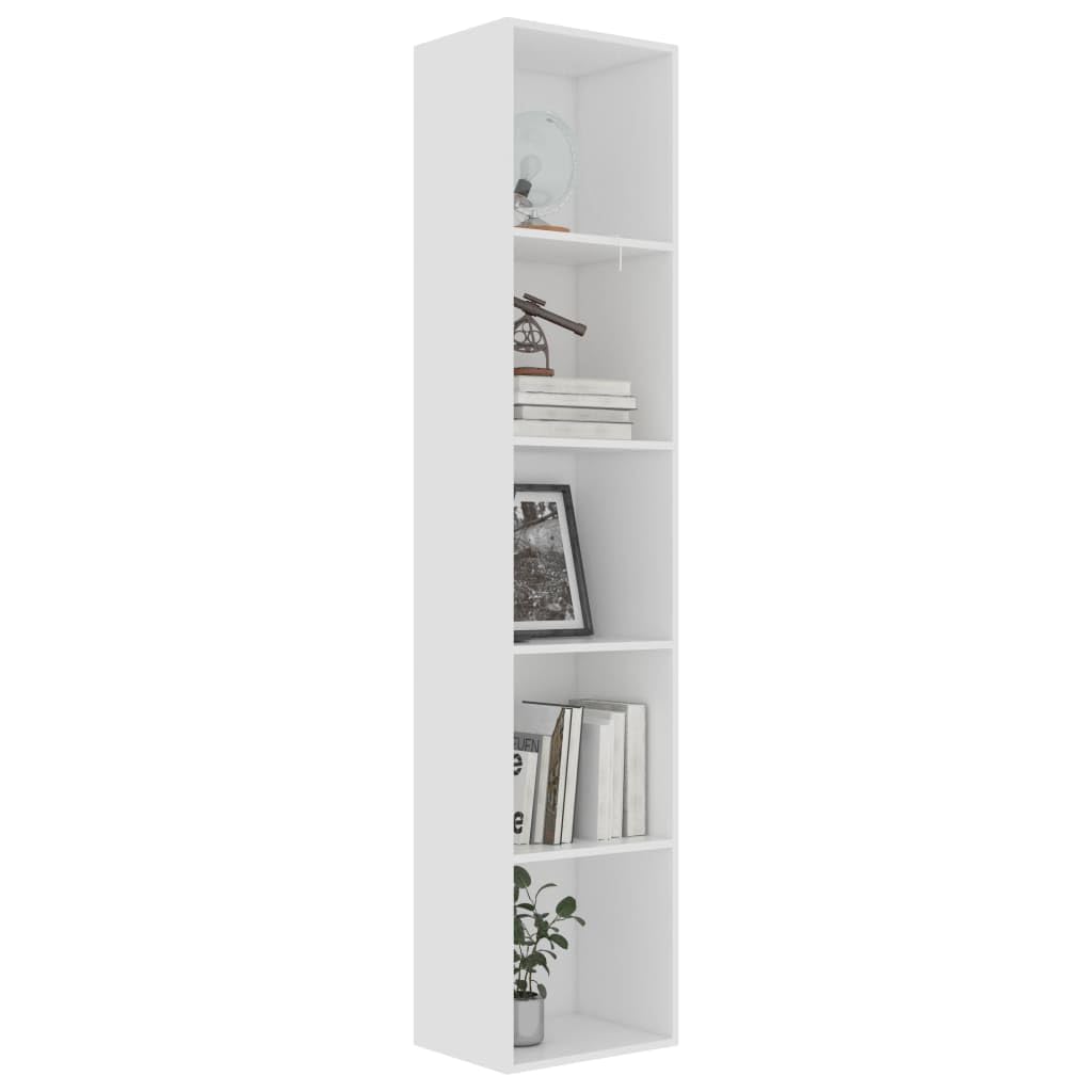 vidaXL Bookshelf, 4-Tier Book Cabinet Bookcase, Wall Bookshelf for Office Living Room, Freestanding Shelving Unit, Modern, White Engineered Wood