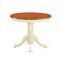 East West Furniture ANT-WHI-T Antique Modern Dining Table - a Round Kitchen Table Top with Pedestal Base, 36x36 Inch, Buttermilk & Cherry