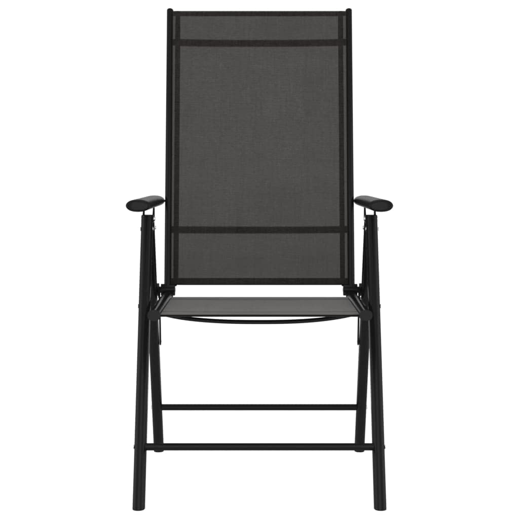 vidaXL Black Folding Patio Chairs - Set of 6 Aluminum Textilene Chairs with 7-Position Reclining - Portable and Foldable Outdoor Seating for Garden, Beach, Camping