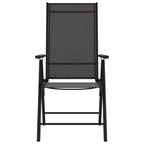 vidaXL Black Folding Patio Chairs - Set of 6 Aluminum Textilene Chairs with 7-Position Reclining - Portable and Foldable Outdoor Seating for Garden, Beach, Camping