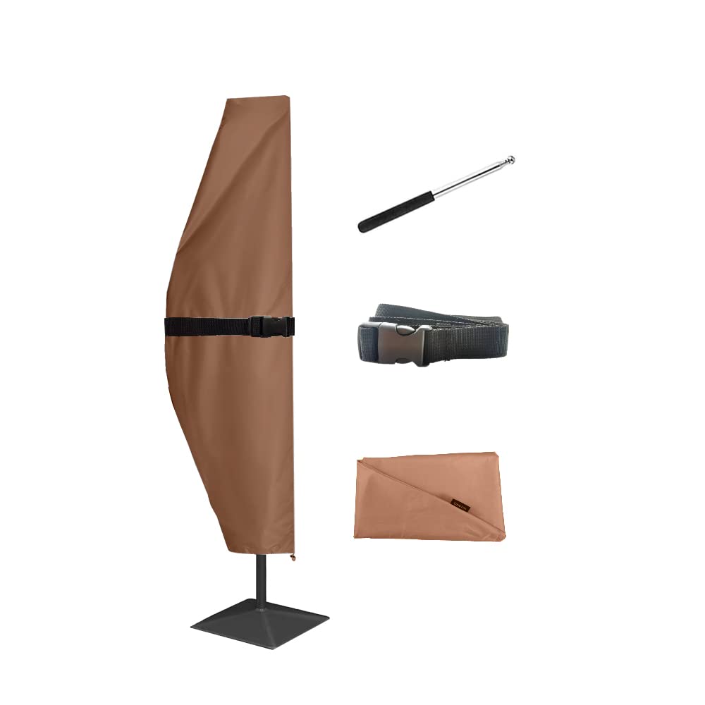 Coverfml Patio Umbrella Cover With Rod, For 10Ft To 11Ft Offset Umbrella,Curved Cantilever And Straight Pole Parasol, Protective