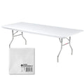 Kwik-Covers 6' Rectangular Plastic Table Covers Bundle Of 5 With Seventy (70) Ohm Commerce Paper Napkins - Indoor Or Outdoor Fitted Table Covers (Table Not Included) (30' X 72' White)