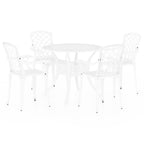 vidaXL 5-Piece Industrial Style Bistro Set - Round Table and Garden Chairs - Cast Aluminium Weather Resistant Outdoor Furniture Set - White