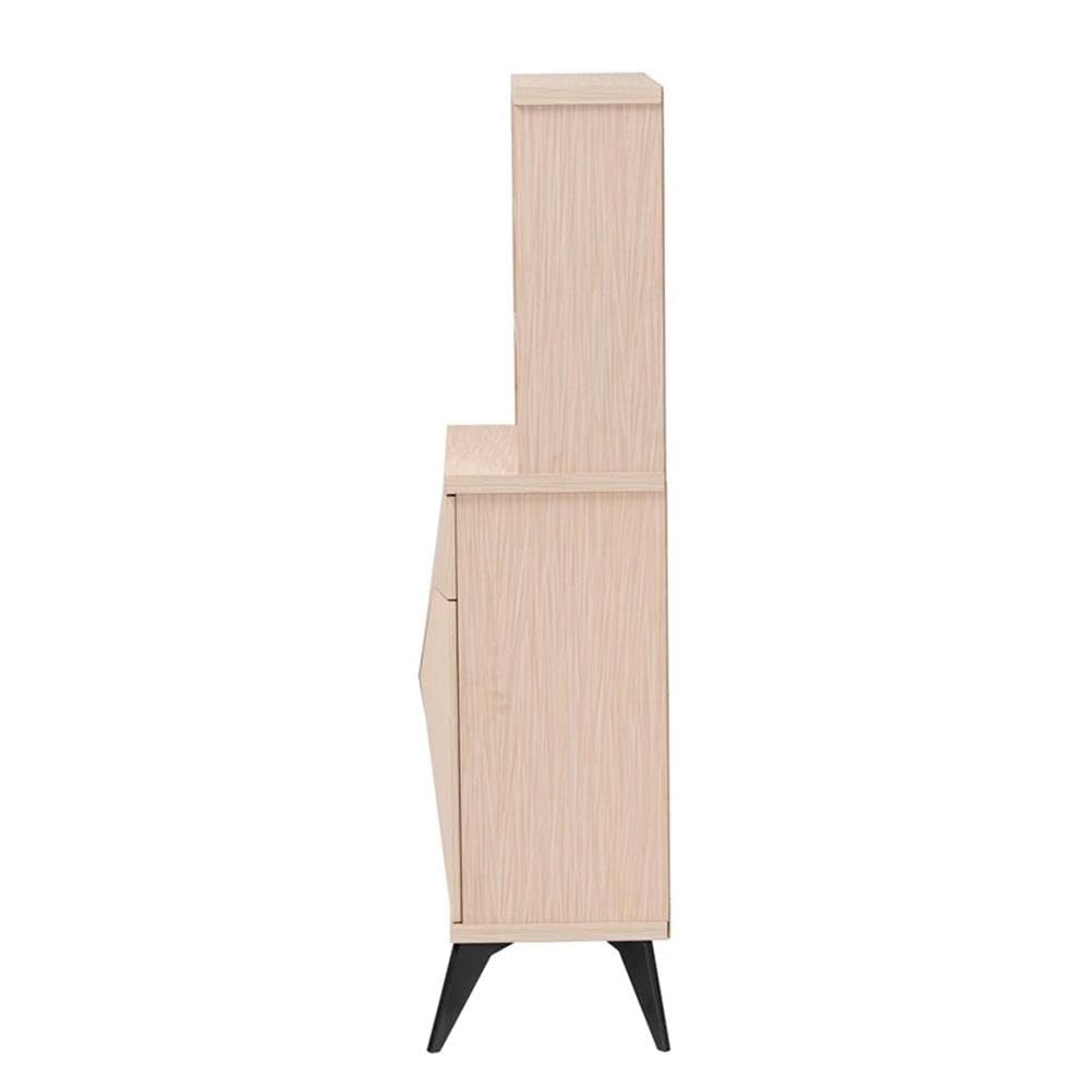 Baxton Studio Draper Mid-Century Modern Two-Tone Light Brown and Black Wood Kitchen Cabinet