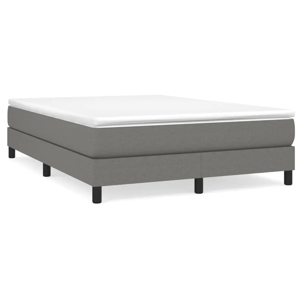 Vidaxl Bed Frame, Box Spring Bed Double Platform Bed, Mattress Foundation Bed With Wooden Slats Support, Dark Gray 53.9&quot;X74.8&quot; Full Fabric