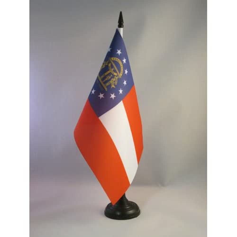 Georgia Table Flag 5' X 8' - Us State Of Georgie Desk Flag 21 X 14 Cm - Black Plastic Stick And Base - Az Flag