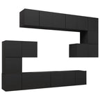 vidaXL TV Cabinet Set 10 Piece Home Indoor Living Room Hanging Wall-Mounted Stereo Plasma HiFi Cabinet TV Unit Furniture Black Engineered Wood