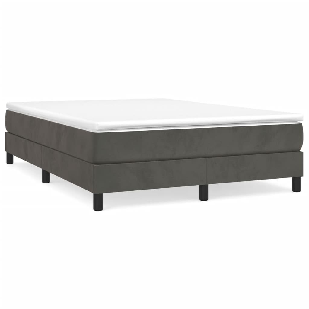 vidaXL Velvet Box Spring Bed Frame, Full Size with Robust Plywood and Engineered Wood Construction, Dark Gray, Perfect Support for Any Mattresses