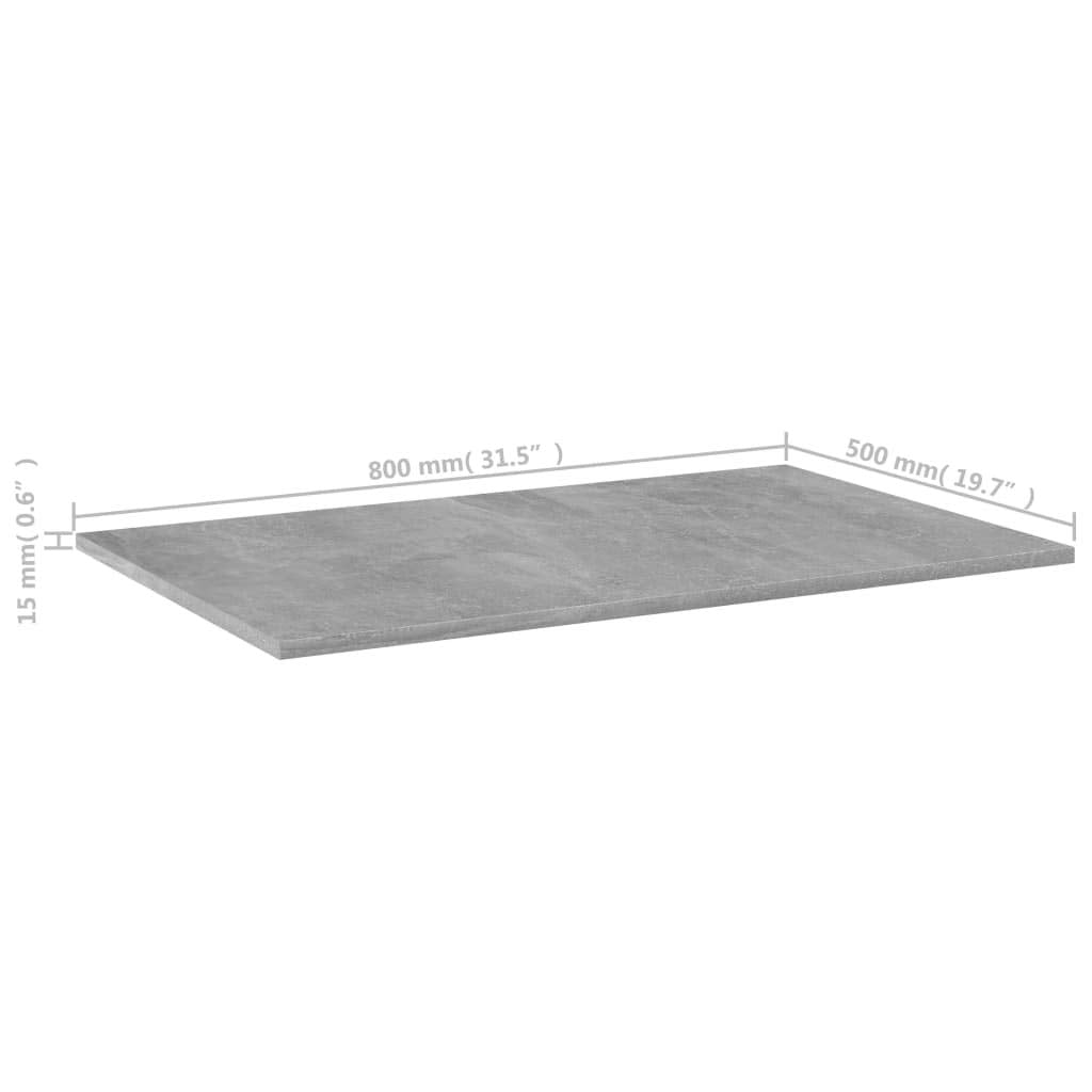 vidaXL Concrete Gray Engineered Wood Bookshelf Boards - Compact and Sturdy, Set of 4