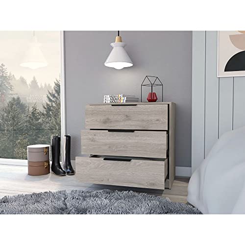 Depot E-Shop Egeo 3 Drawers Dresser, Countertop, Three Drawers, Light Grey, For Bedrom