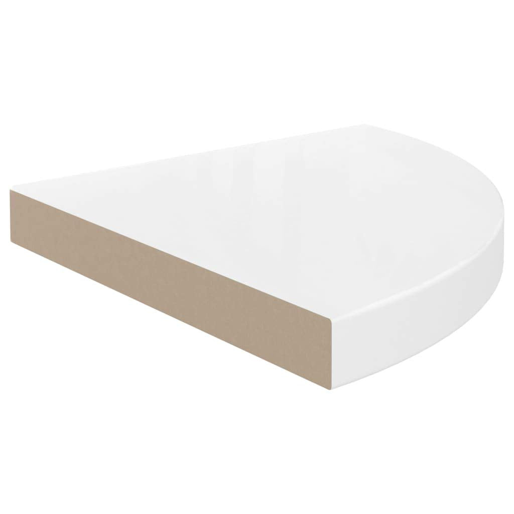 vidaXL Floating Corner Shelves 2 pcs High Gloss White 13.8&quot;x13.8&quot;x1.5&quot; MDF