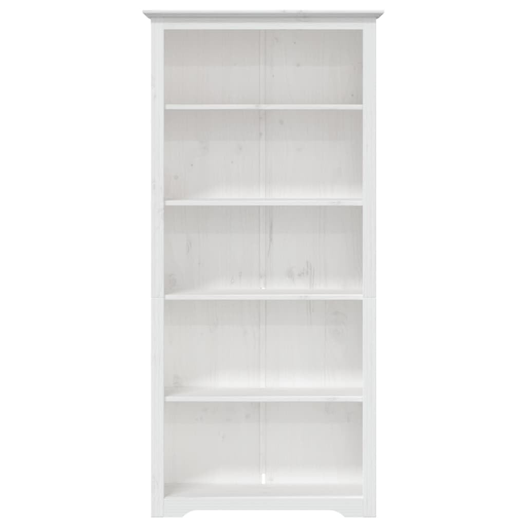 vidaXL Bookcase, Bookshelf for Living Room, Storage Cabinet with Doors and Shelves, Sideboard, Modern Style, BODO White Solid Wood Pine 5-Tier