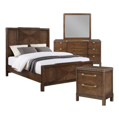 Steve Silver Milan Walnut Brown Wood 4-Piece Queen Bedroom Set