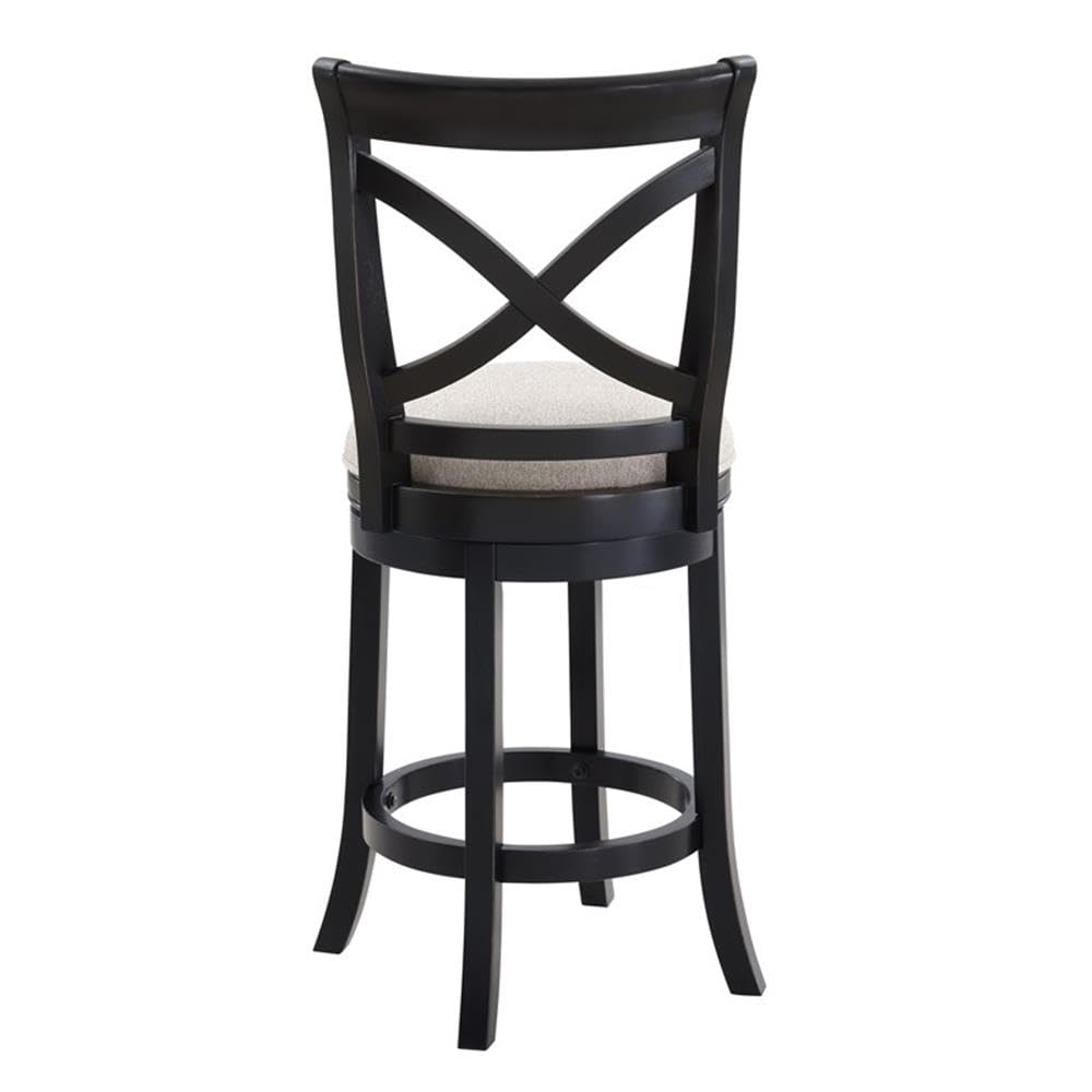 American Woodcrafters Belmont Black X-Back Swivel Solid Wood 26-Inch Seat Height Bar Stool