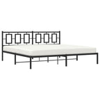 vidaXL Metal King Bed Frame with Headboard - 76"x79.9" - Black Steel Construction for Bedroom Furniture