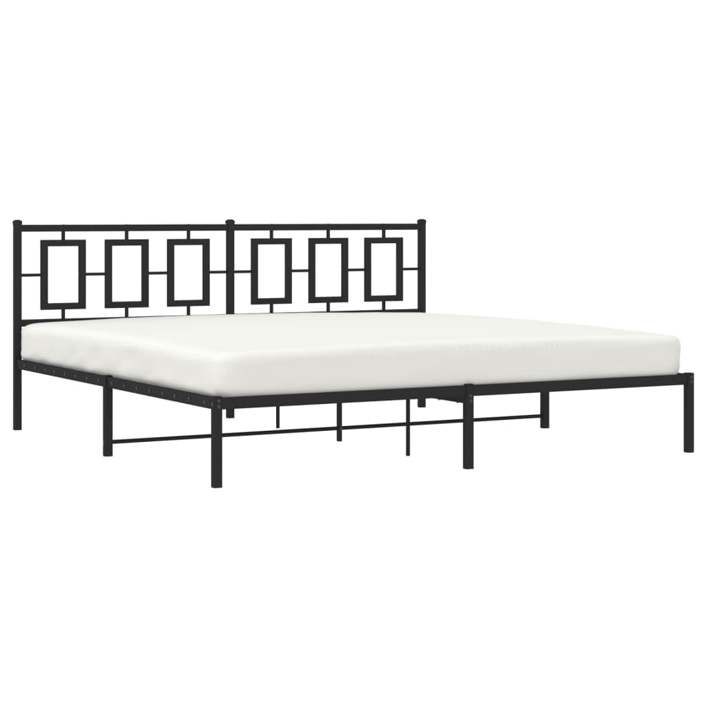 vidaXL Metal King Bed Frame with Headboard - 76"x79.9" - Black Steel Construction for Bedroom Furniture