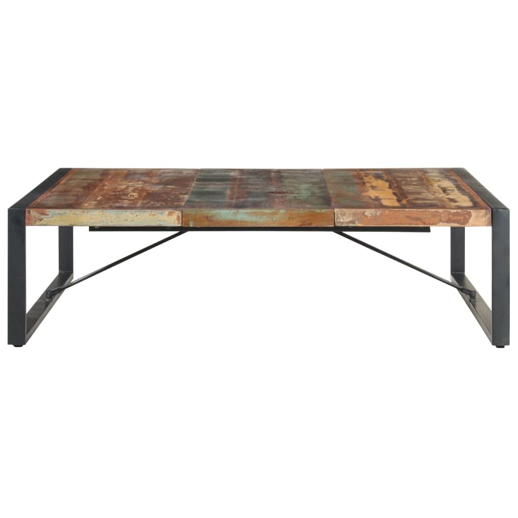 vidaXL Large Square Coffee Table - Solid Reclaimed Wood - Industrial Style - Steel Legs - Natural Finish