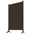 vidaXL 3-Panel Room Divider - Brown Fabric & Powder-Coated Iron Frame, Lightweight and Portable, Modern Room Partition for Bedrooms, Living Spaces, 102.4"x70.9"