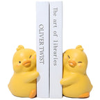Cute Hug Ducks Decorative Bookends, Unique Book Ends to Hold Books Creative Resin Book Holder Stopper for Home Office Desk Books