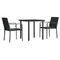 vidaXL 5-Piece Patio Dining Set in Black with Cushions - Modern Poly Rattan and Steel Frame Furniture for Garden, Outdoor, and Patio