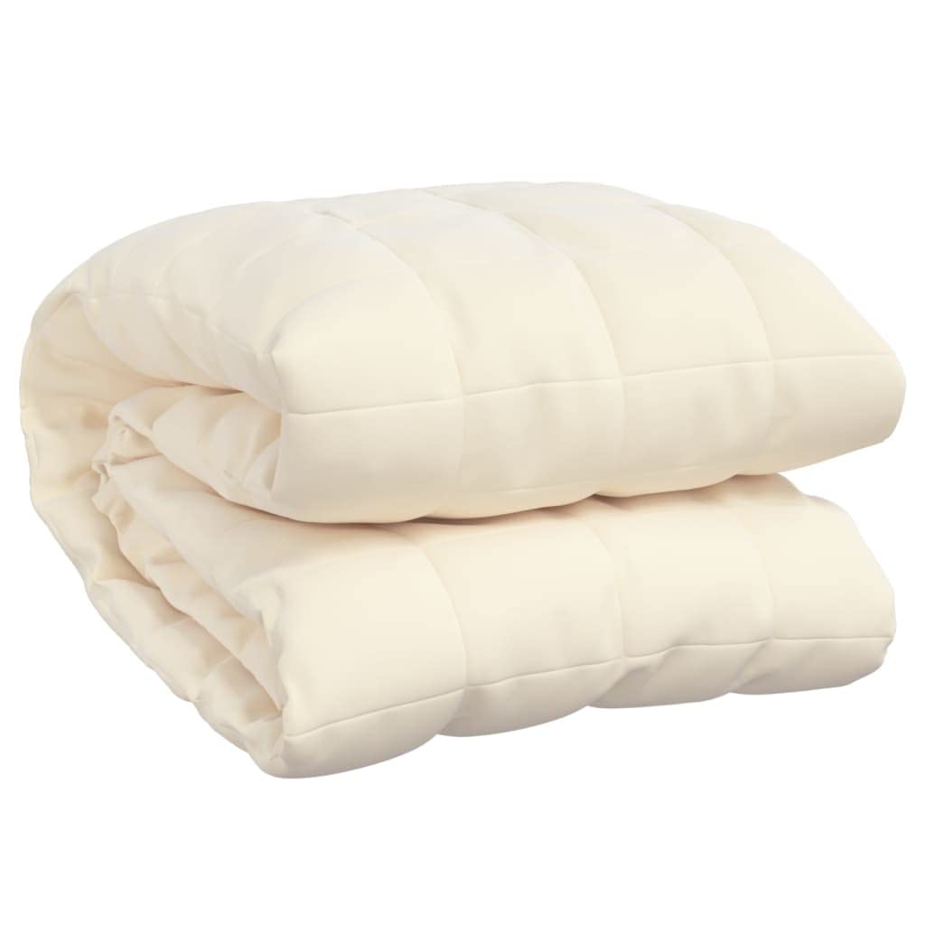 vidaXL Weighted Blanket in Light Cream - Breathable Microfiber, Even Weight Distribution, Hypoallergenic Filling, Suitable for Various Seasons