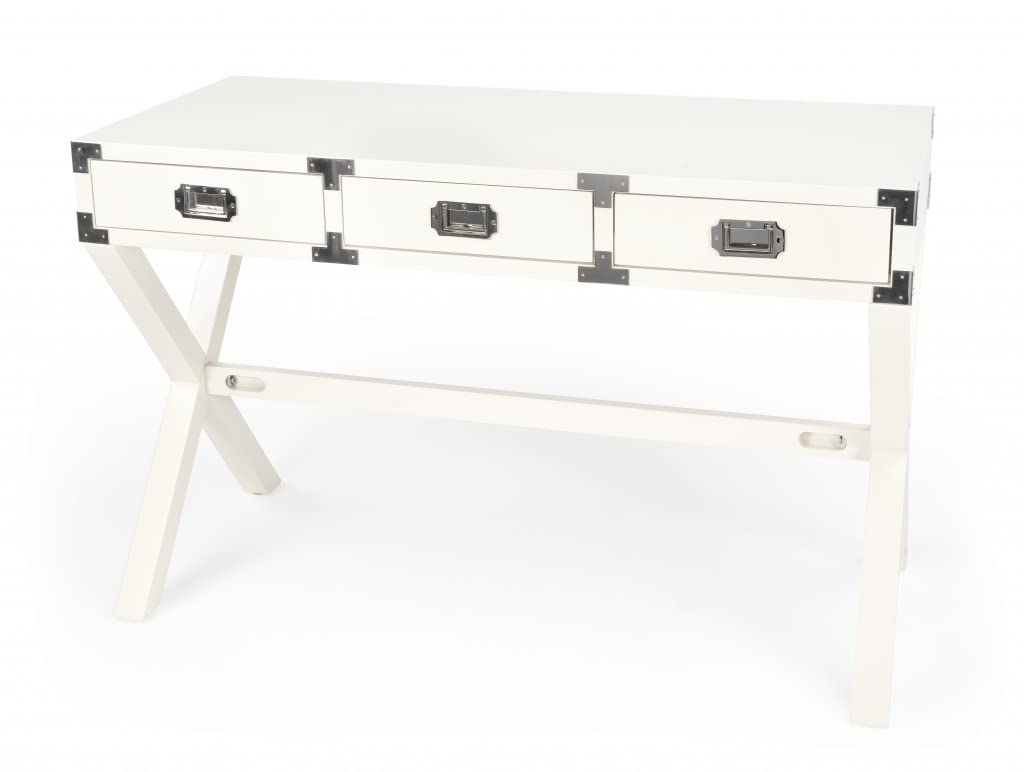 HomeRoots Wood Modern White Campaign Style Desk