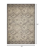 HomeRoots Grey Heat-Set Polypropelene 5’ x 8’ Gray Beige Distressed Diamond Area Rug
