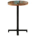 vidaXL Round Bistro Table - Solid Reclaimed Wood with Mixed Color Finish, Ø19.7"x29.5" with Black Powder-Coated Iron Base, for Interior or Garden Use