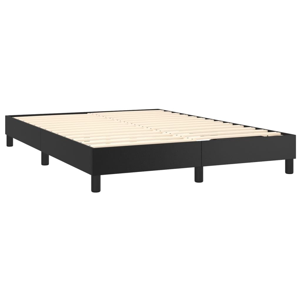 vidaXL Queen Size Box Spring Bed Frame in Black Faux Leather - Modern Design Durable Double Bed Frame Perfect for Any Bedroom