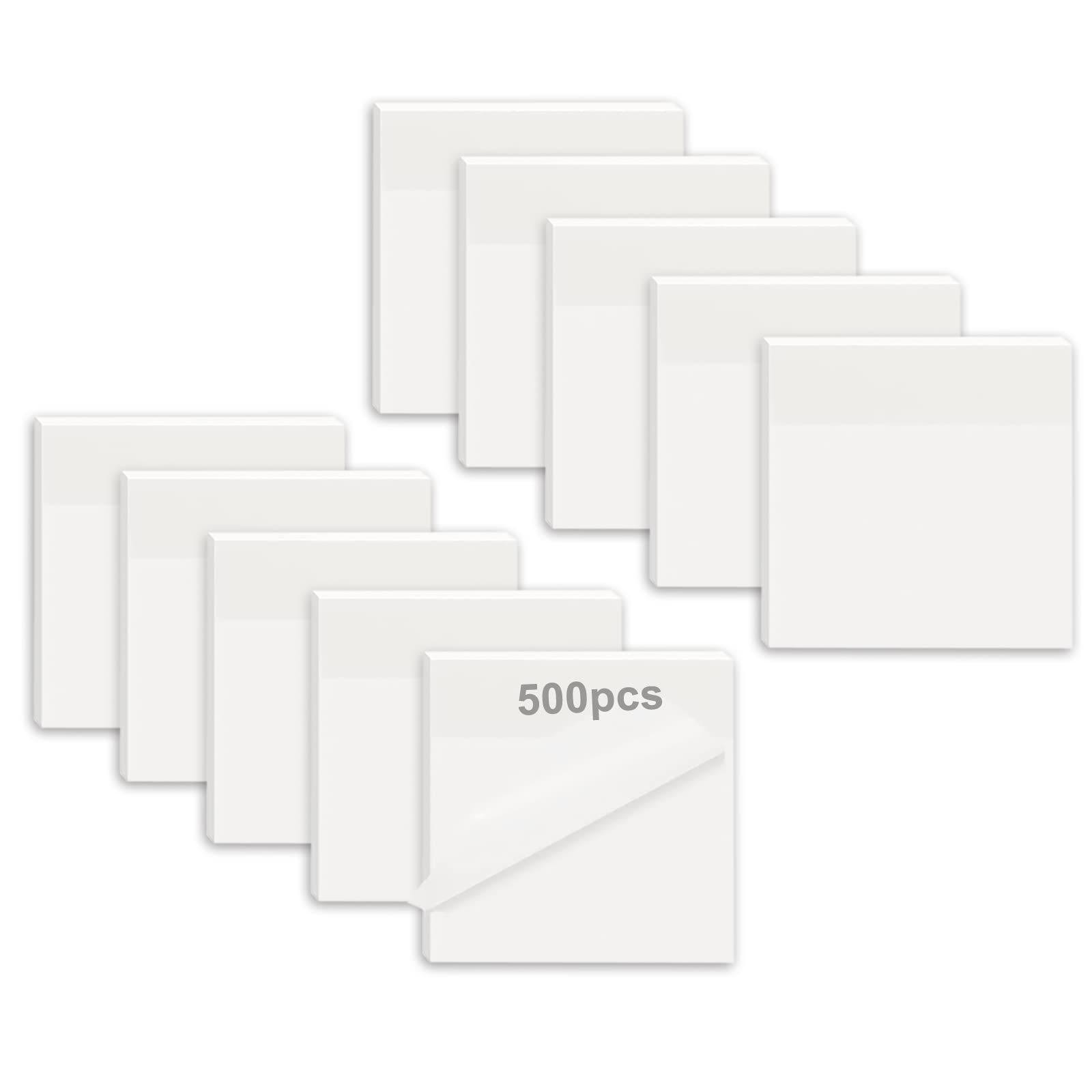 Miutme 500 Pcs Transparent Sticky Notes,White Clear Sticky Notes School Supplies, Waterproof Self-Stick Note Pads 3X3 Inch
