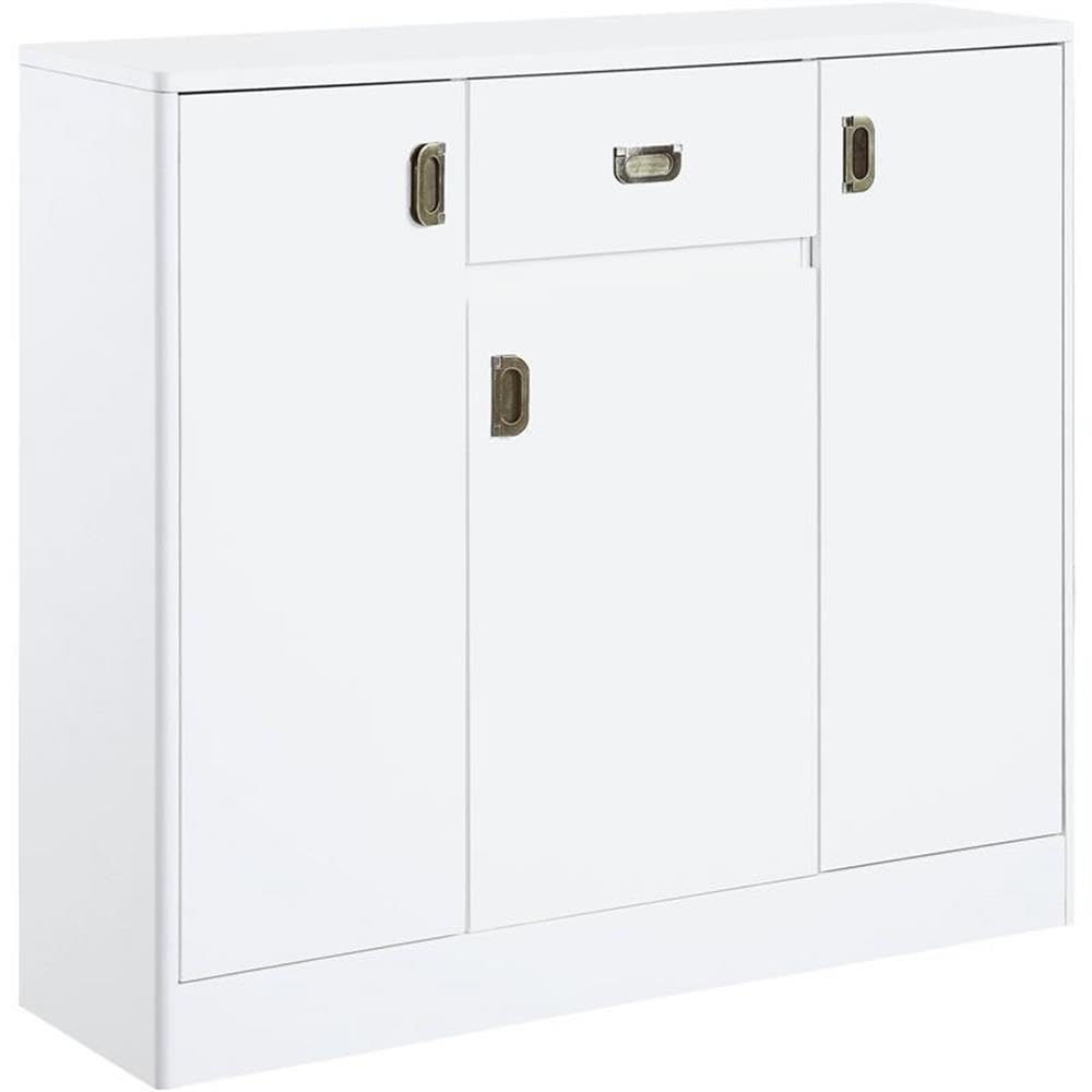 Acme Pagan Wooden Server with Drawer and Adjustable Shelves in White High Gloss