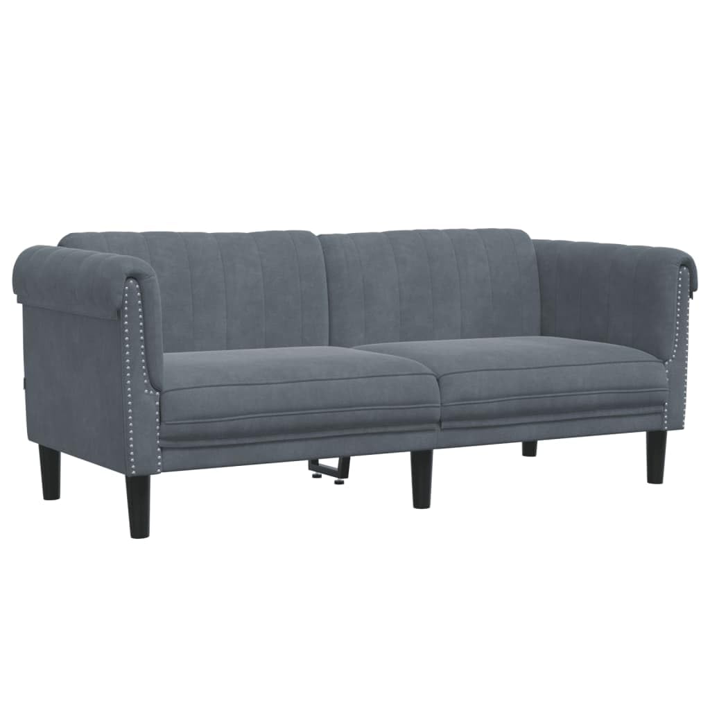 vidaXL Dark Gray Velvet 2-Seater Upholstered Loveseat - Comfortable Modern Couch with Supportive Legs for Living Room