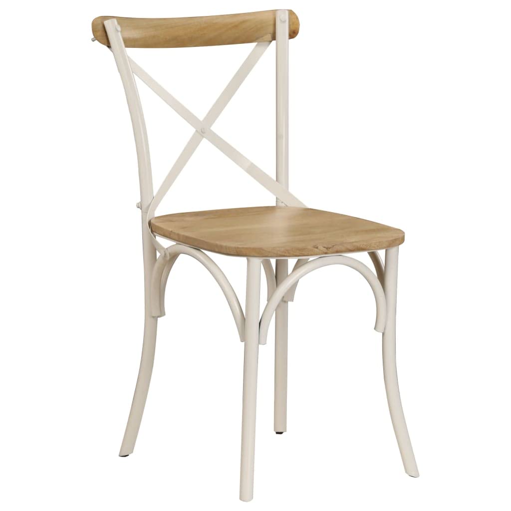 vidaXL Cross Back Chairs Set of 2 White Solid Mango Wood