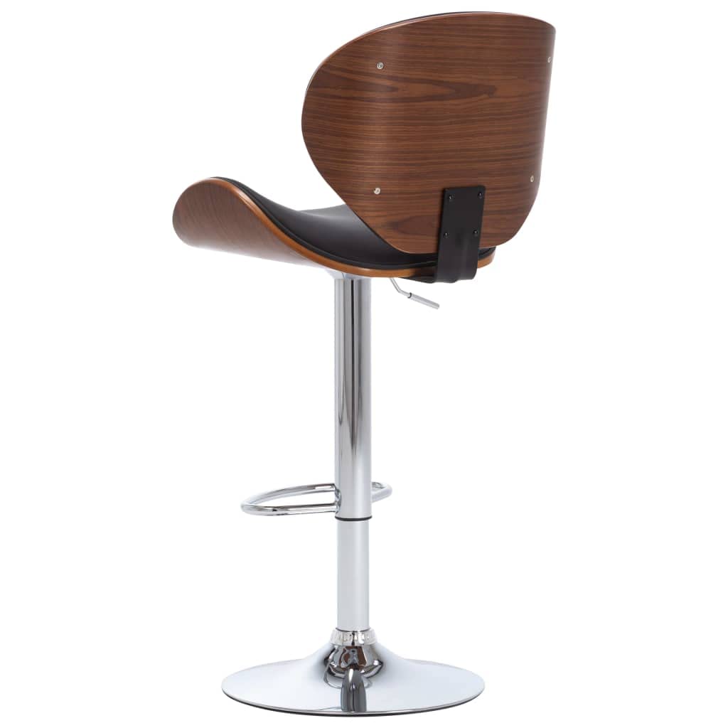 vidaXL Black Faux Leather Bar Stool with Gas Lift Mechanism, Comfortable Armrest, Wooden Frame and Chromed Metal Base