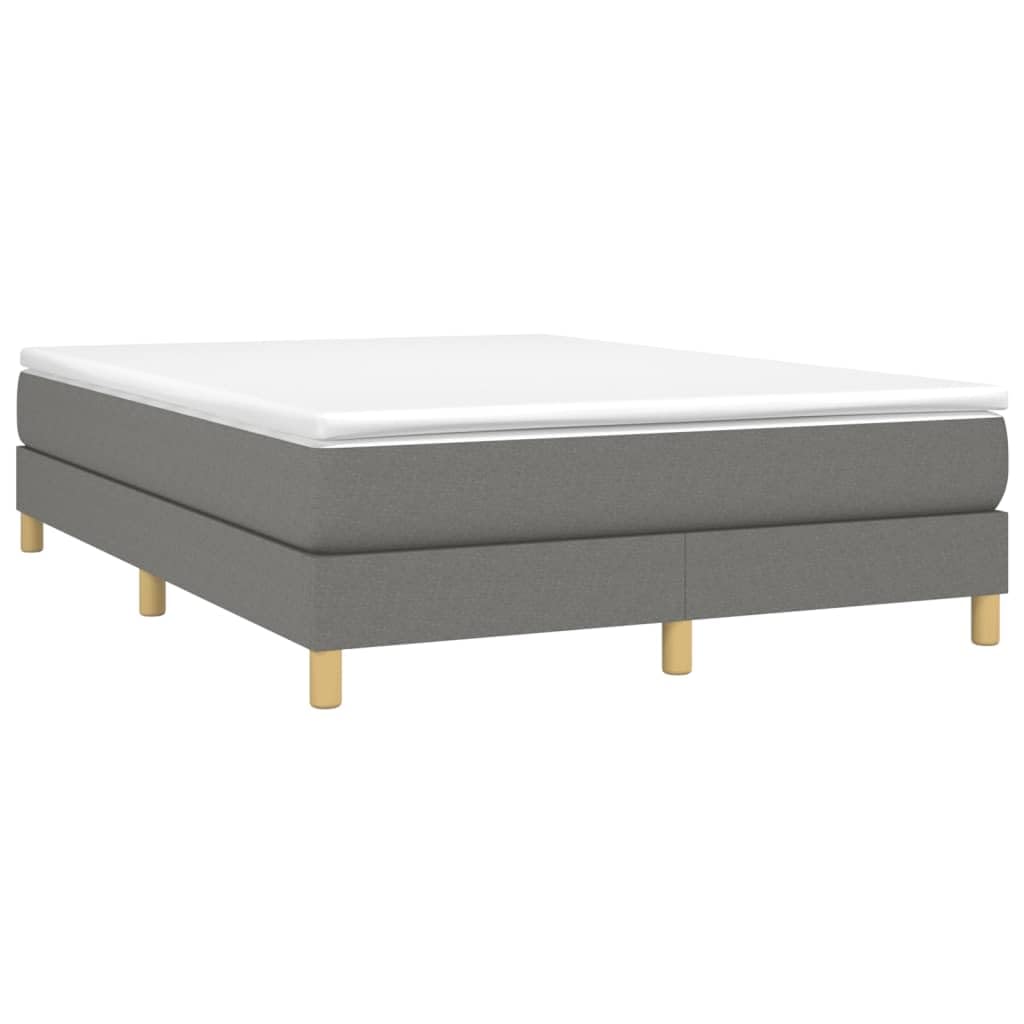 vidaXL Full Fabric Box Spring Bed Frame, Dark Gray, Modern Style, Plywood & Engineered Wood, Ideal for Full Sized Mattress, 53.9 x 74.8 - Enhances Bedroom Comfort & Aesthetics