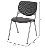 Kfi Seating Kool Series Polypropylene Stack Chair With Perforated Back, Black Finish